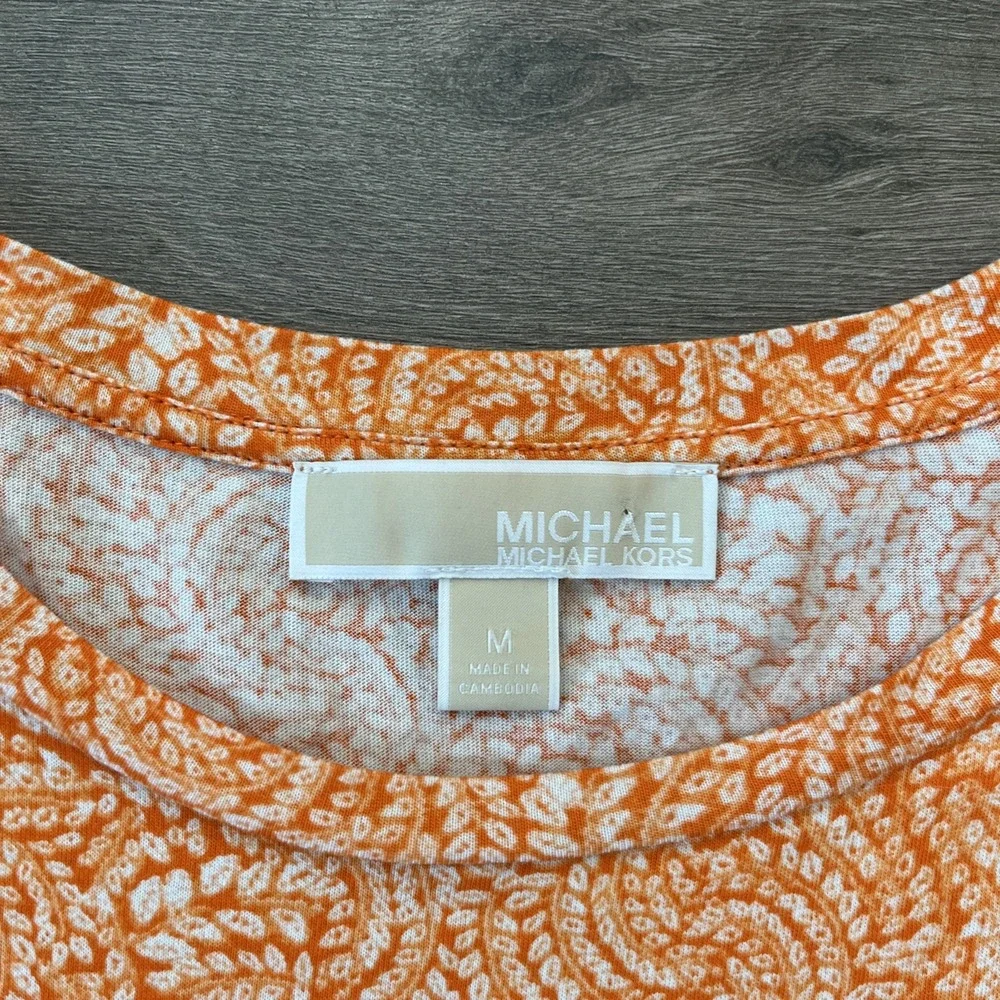 Michael Kors Womens M Top Blouse Sleeveless Orange